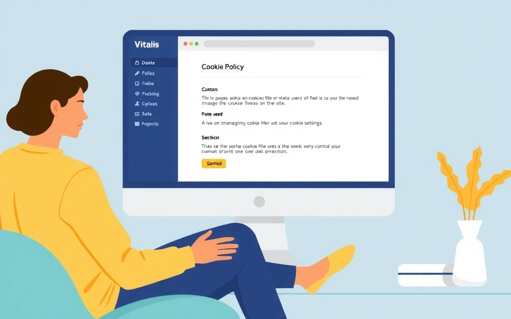 Illustration einer Person, die ihre Cookie-Einstellungen auf einem Computerbildschirm verwaltet, symbolisiert Kontrolle über Datenschutz.